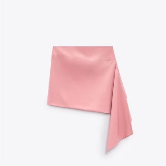 NEW ZARA pink asymmetric wool blend mini skirt women’s size small - Picture 1 of 10